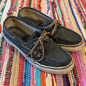 Sperry Top Sider Boat Shoes Gray Wool Men 9.5